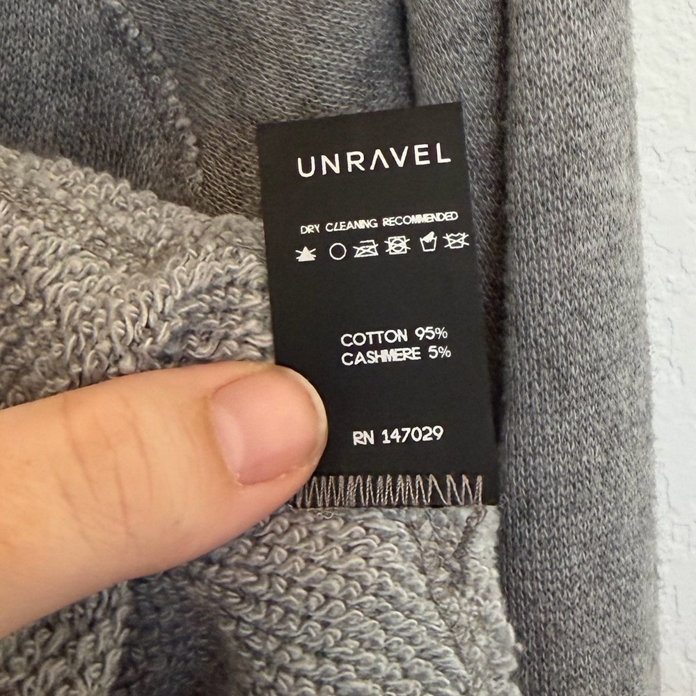 Unravel Project Cashmere Hooded Swetashirt Gray Small Celeb Style - Picture 9 of 9